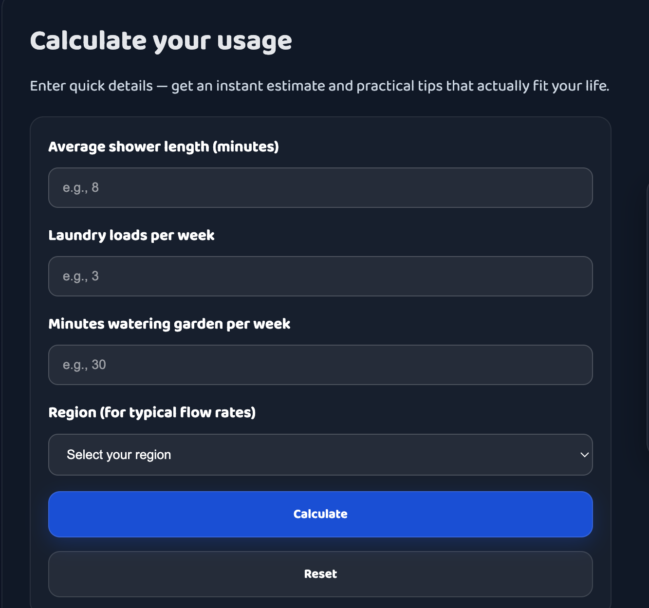 Water calculator deep dive visual